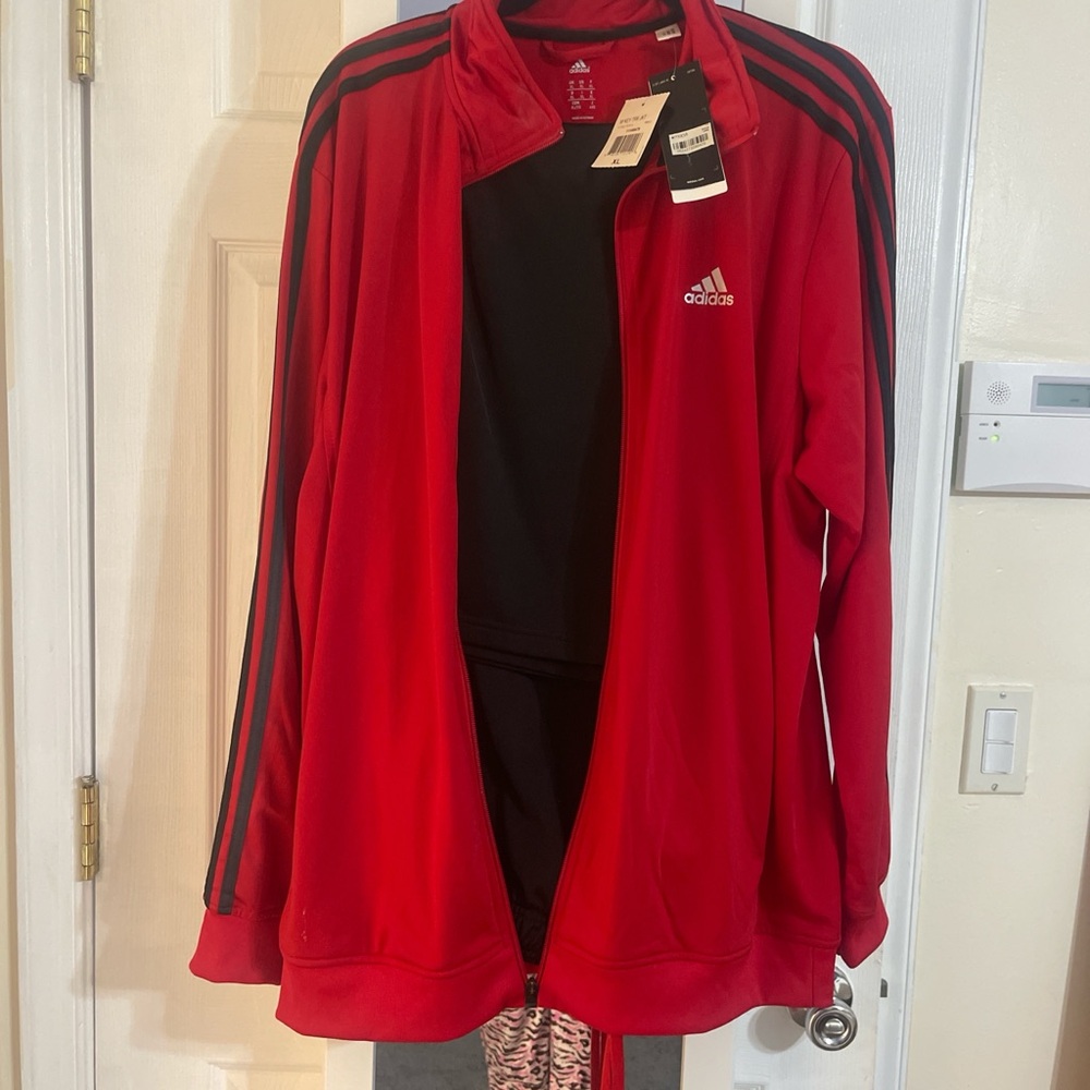 Adidas Men's Red and Black Track Jacket
